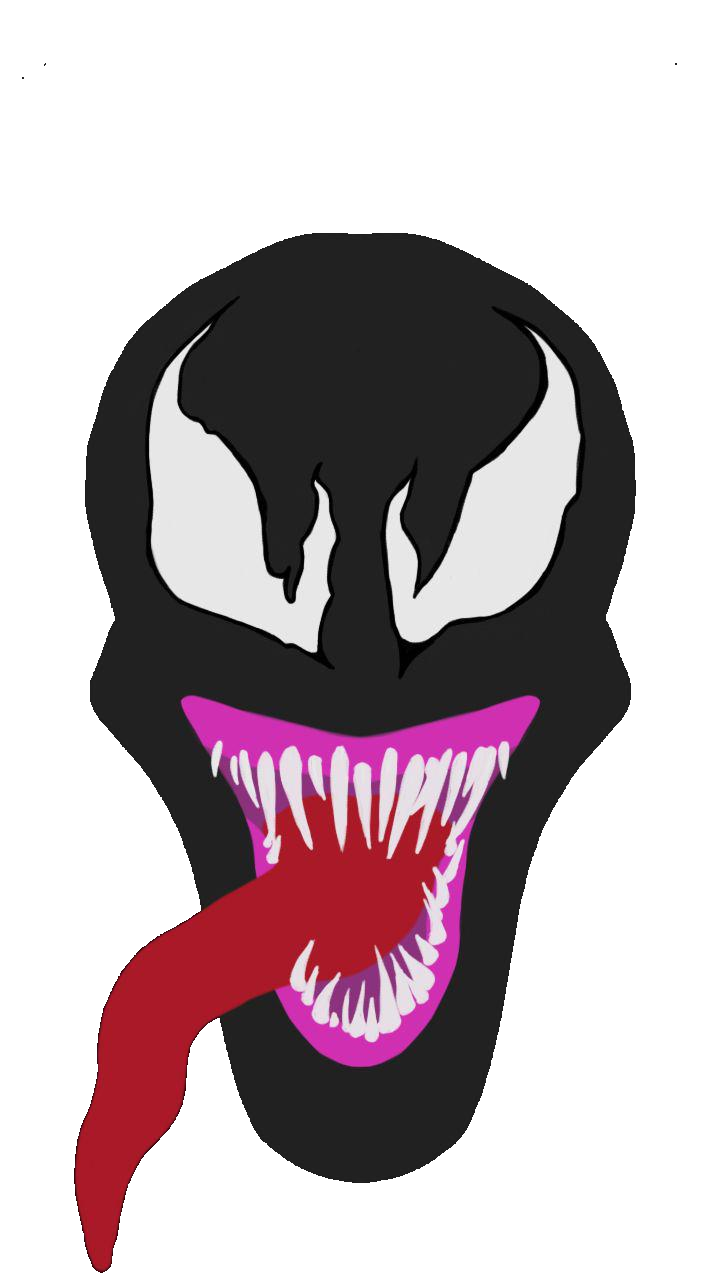 Head of Marvel's venom, sticking his tongue out